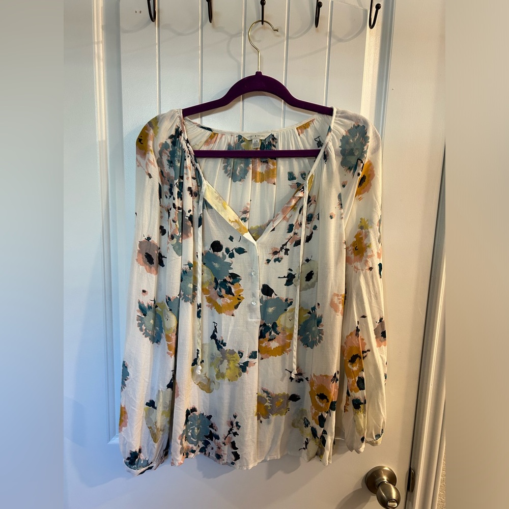 EUC Lucky Brand Flower Print Blouse